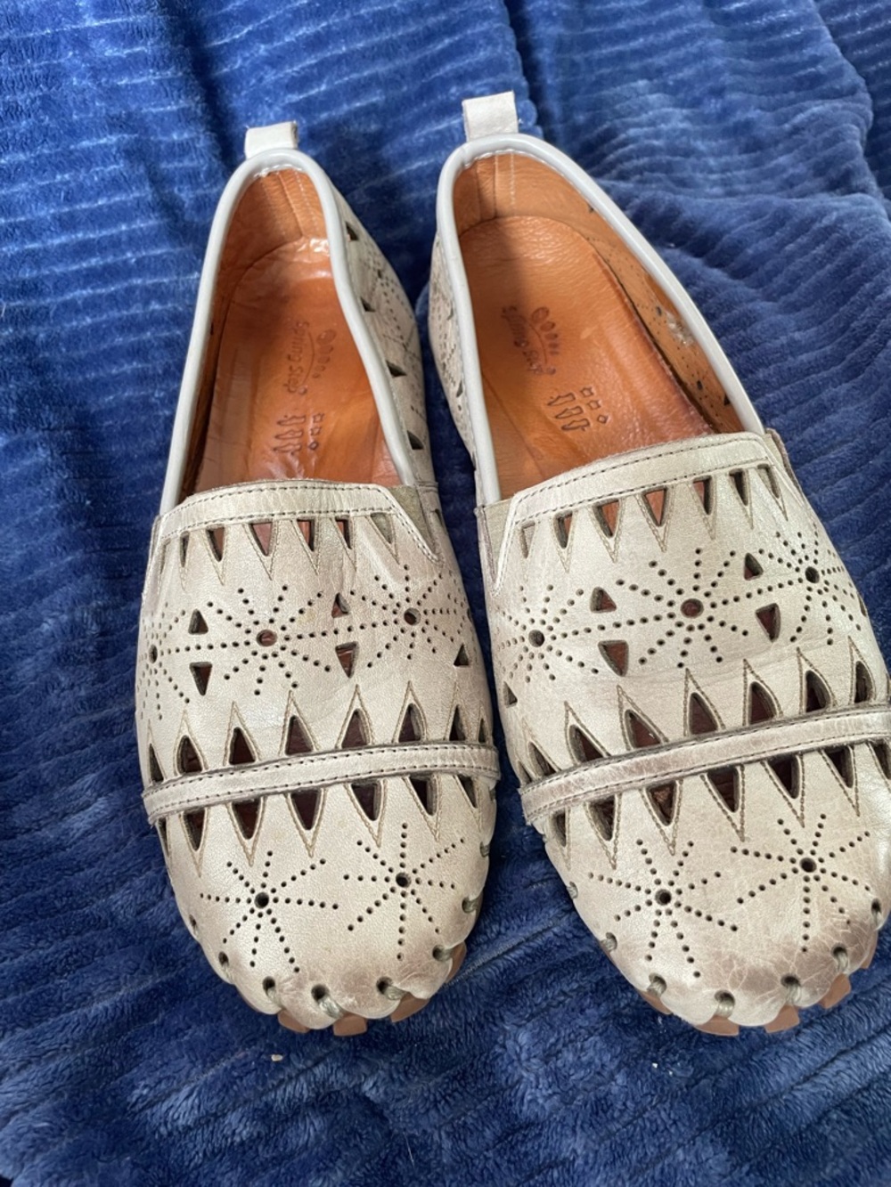 Spring Step Women's Light Gray Perforated Leather Slip-On Loafers